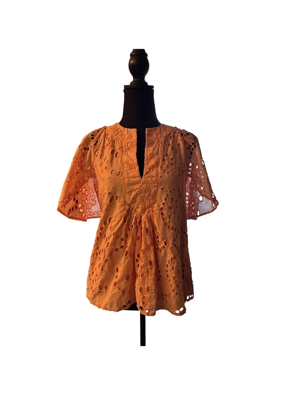 Tuckernuck Peach Eyelet Embroidered Top XXS
